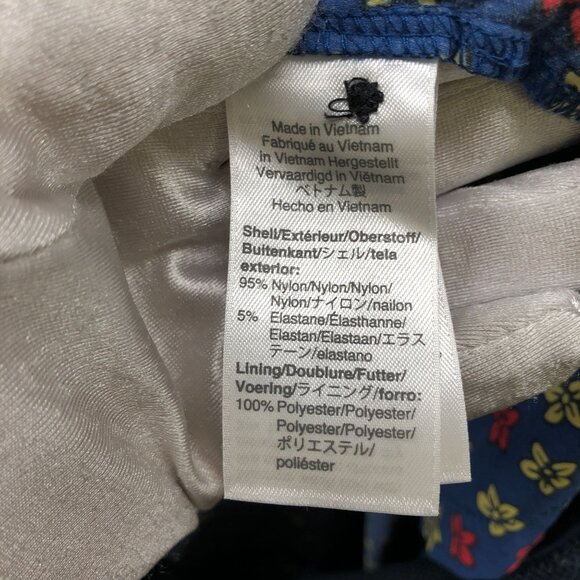 J. Crew 6'' Stretch Eco Swim Trunk Mens XL Jumping Flowers Blue Floral Lined - Picture 9 of 10